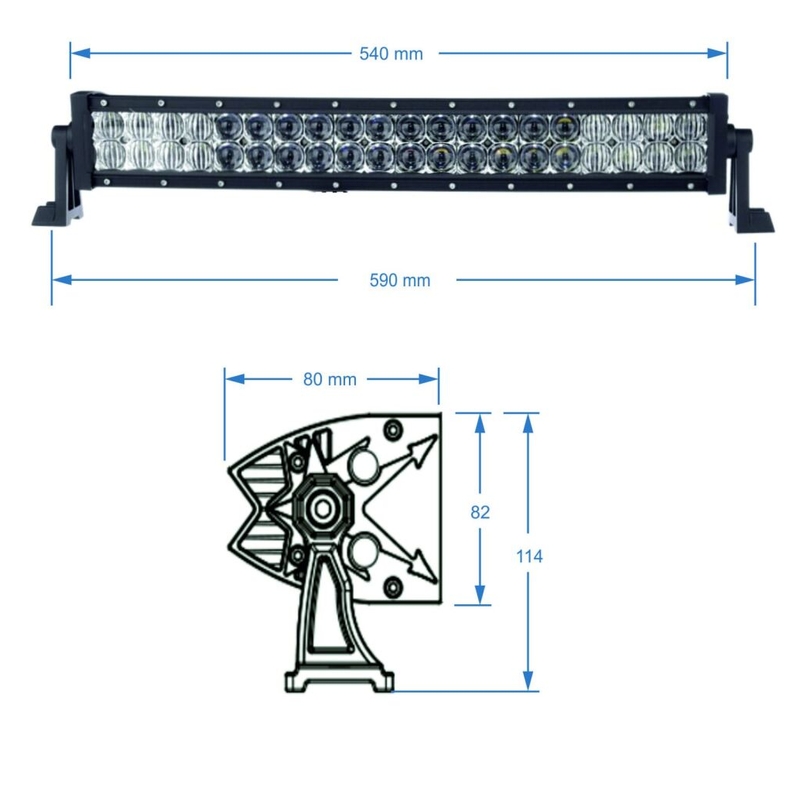 HAIFISCH LED LICHTLEISTE 20", GEBOGEN, 120W, R 560 MM - 5D