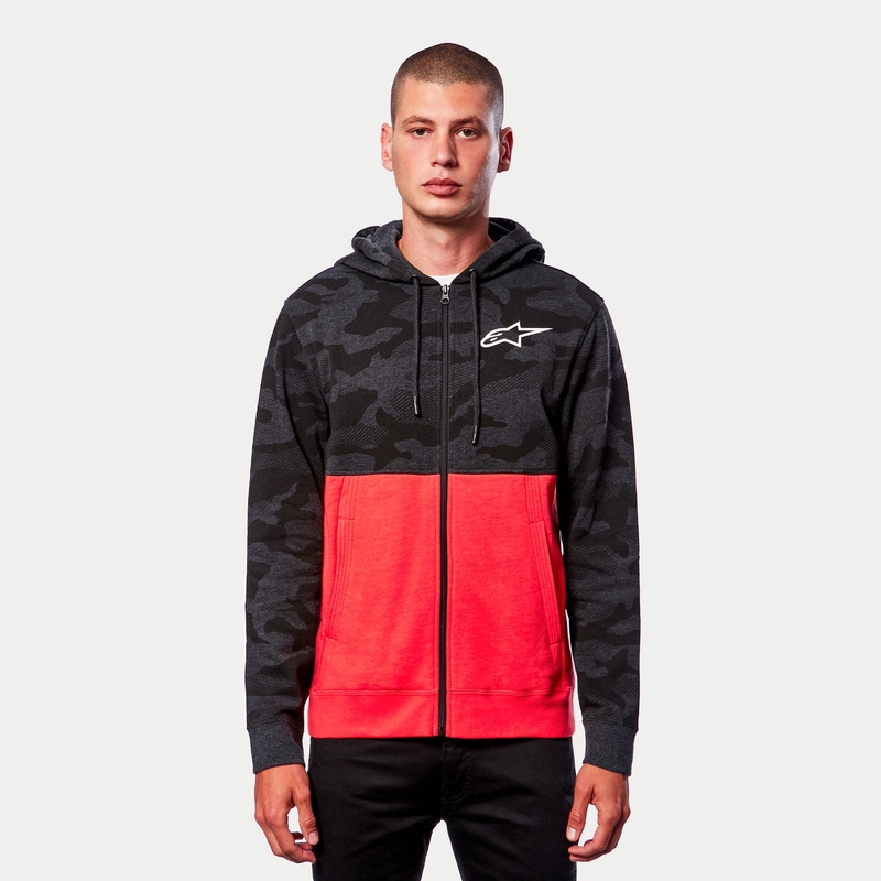 Alpinestars Camo Block Hoodie grau camo-rot fluo