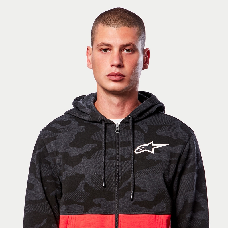 Alpinestars Camo Block Hoodie grau camo-rot fluo