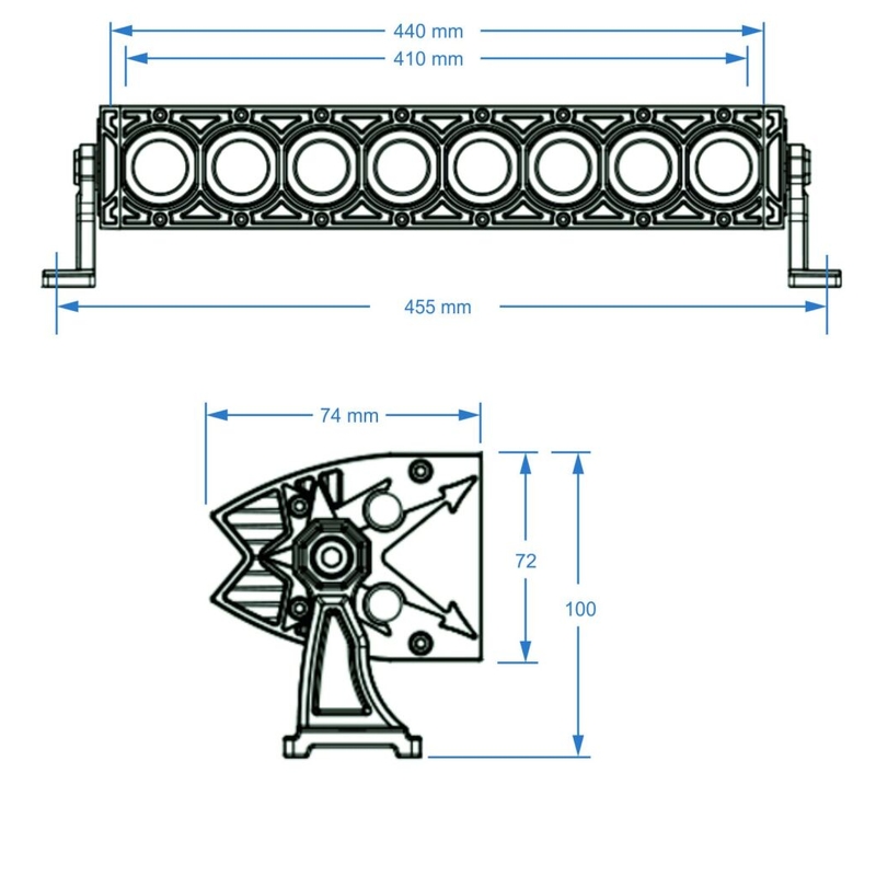 LED-Lichtrampe SHARK LED-LICHTBAR 17" MIT HALO-RING, CREE LED, 80W