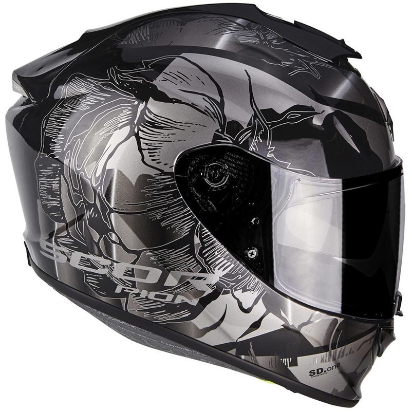 Integral Motorradhelm Skorpion Exo-1400 Air Patch Schwarz-Silber Ausverkauf