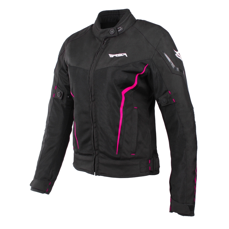 RSA Bolt Motorradjacke für Frauen in Schwarz, Weiß und Rosa - II. jakost