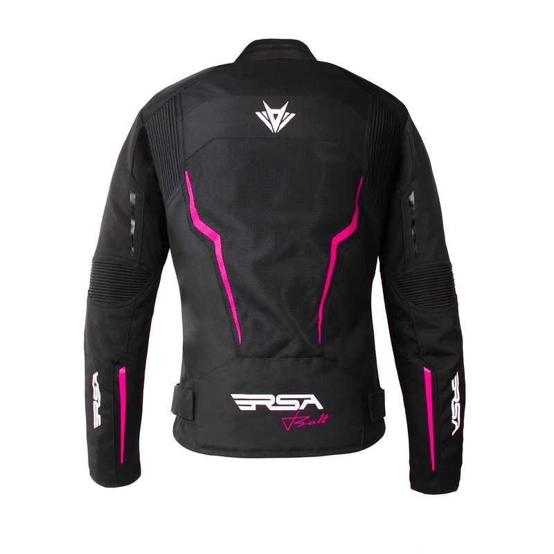 RSA Bolt Motorradjacke für Frauen in Schwarz, Weiß und Rosa - II. jakost