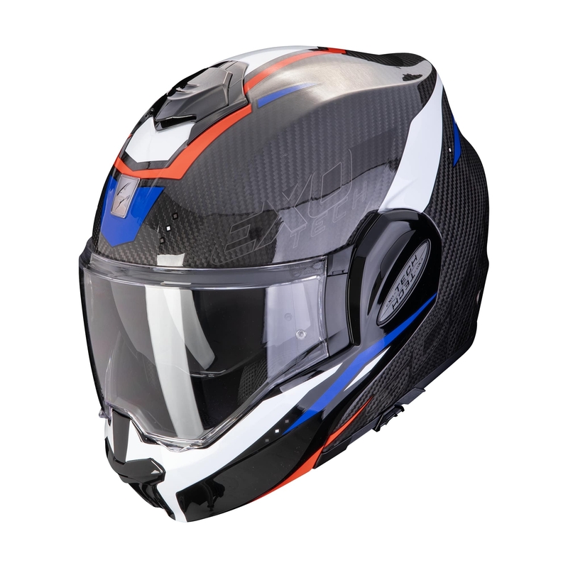 Motorrad-Klapphelm Scorpion EXO-TECH EVO CARBON ROVER schwarz-rot-blau Ausverkauf
