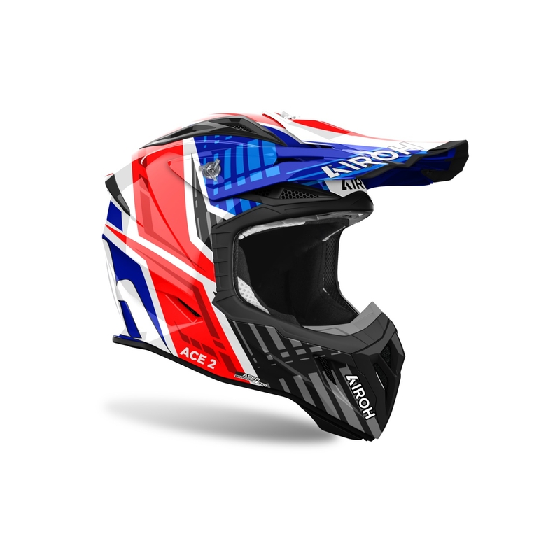 Motocrosshelm Airoh Aviator Ace 2 Stream blau-rot glänzend