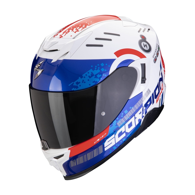 Integral Motorradhelm Scorpion EXO-520 EVO AIR TITAN weiß-blau-rot Ausverkauf