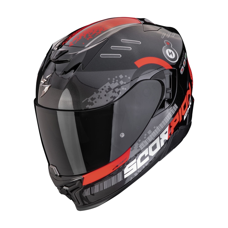 Integral Motorradhelm Scorpion EXO-520 EVO AIR TITAN metallic schwarz-rot Ausverkauf