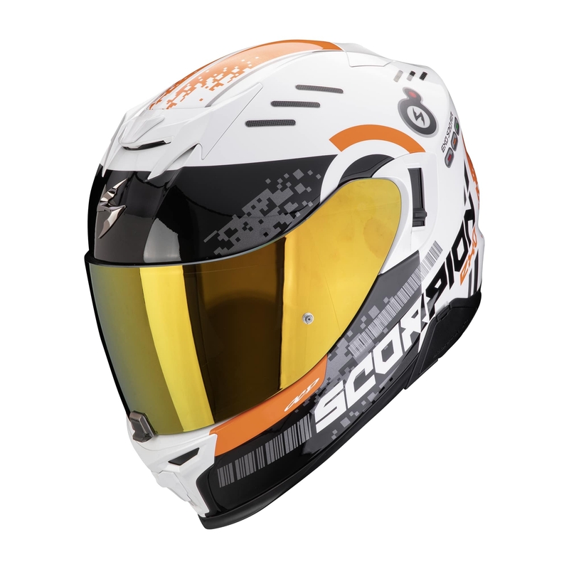 Integral Motorradhelm Scorpion EXO-520 EVO AIR TITAN weiß-orange Ausverkauf