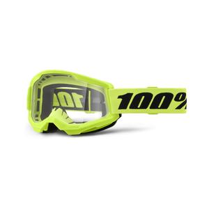 Motocrossbrille 100% STRATA 2 Neu fluo gelb (klares Plexiglas)