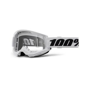 Motocrossbrille 100% STRATA 2 Neu weiß (klares Plexiglas)