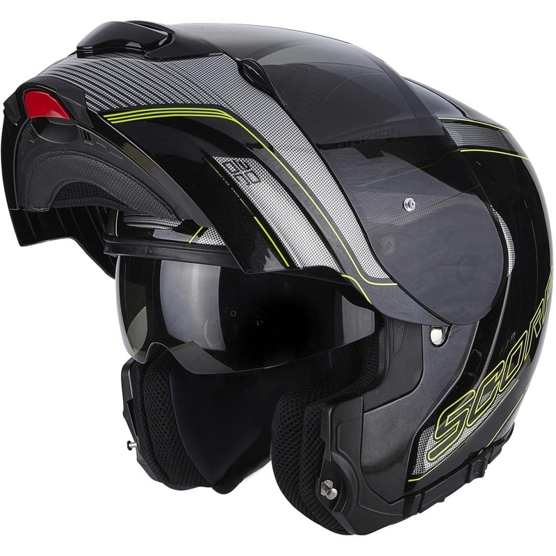 Motorradhelm klappbar Scorpion EXO-3000 Stroll schwarz-fluo gelb Ausverkauf