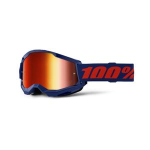 Motocrossbrille 100% STRATA 2 Neu blau (rotes Plexiglas)