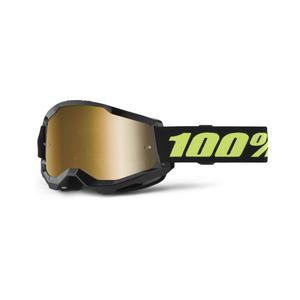 Motocrossbrille 100% STRATA 2 Neu Solar schwarz (gold plexi)