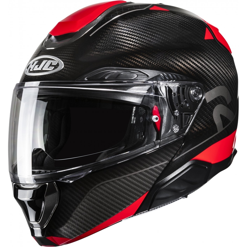 Klappbarer Motorradhelm HJC RPHA 91 CARBON Noela MC1 schwarz-rot Ausverkauf