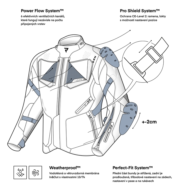Motorradjacke Rebelhorn Hiker IV schwarz-anthrazit-fluogelb