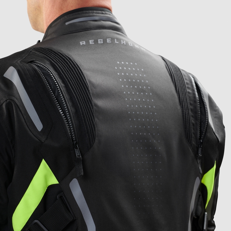 Motorradjacke Rebelhorn Hiker IV schwarz-anthrazit-fluogelb