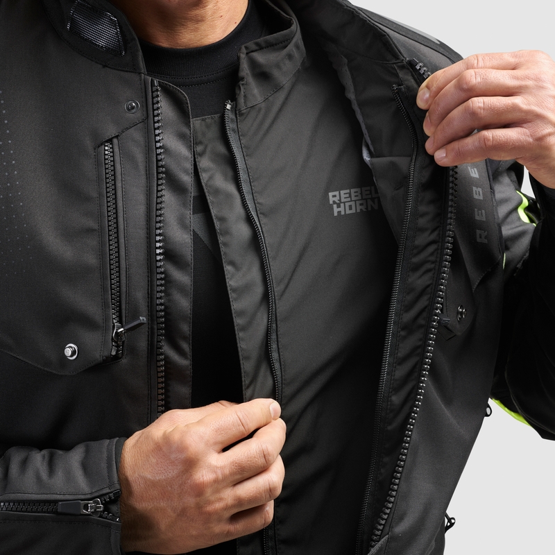 Motorradjacke Rebelhorn Hiker IV schwarz-anthrazit-fluogelb