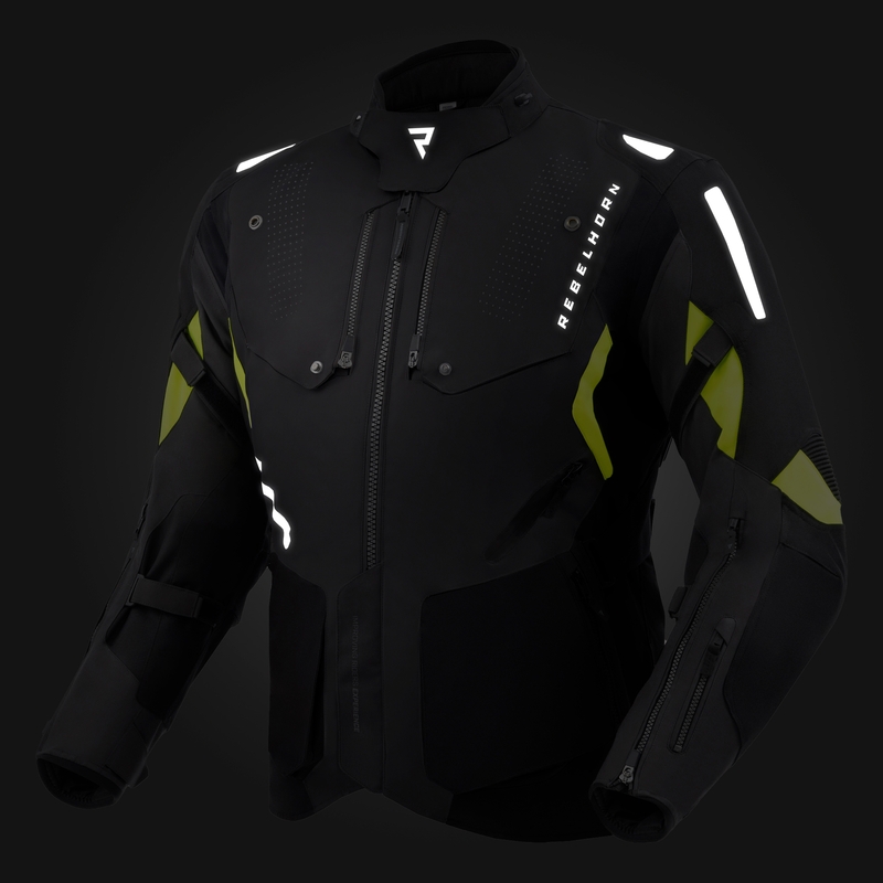 Motorradjacke Rebelhorn Hiker IV schwarz-anthrazit-fluogelb