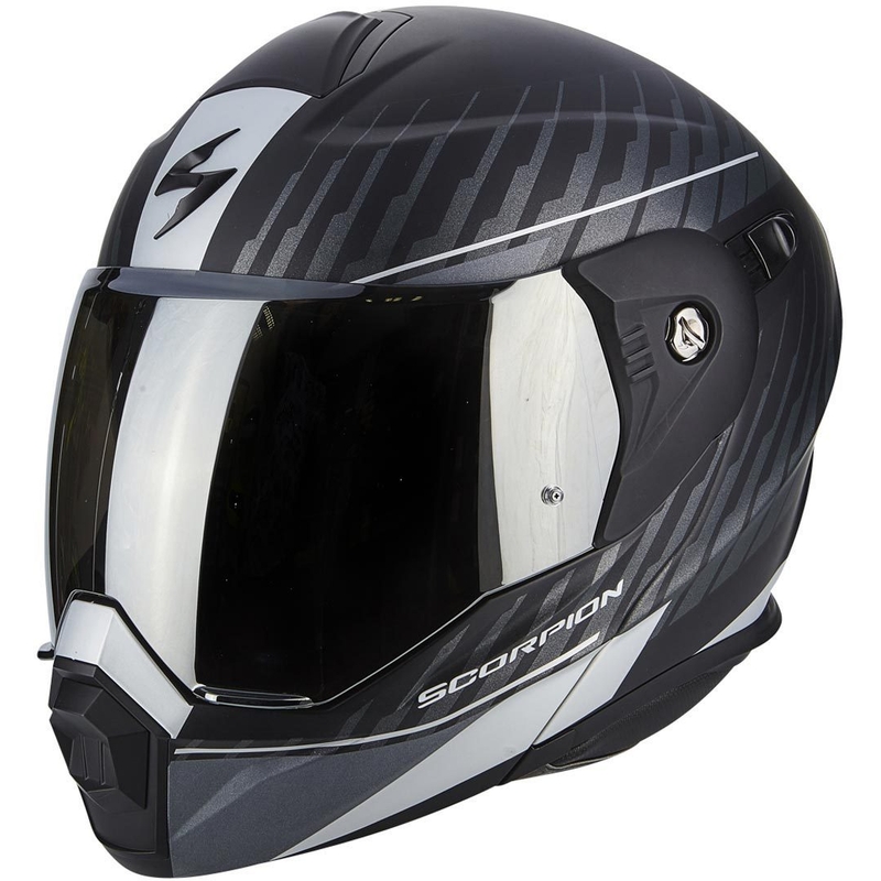 Klappbarer Endurohelm Scorpion ADX-1 Dual matt schwarz-silber Ausverkauf