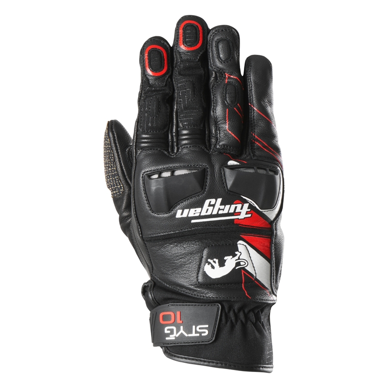Motorradhandschuhe Furygan STYG 10 schwarz-weiß-rot