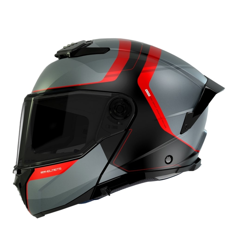 MT ATOM 2 SV EMALLA B15 Motorradhelm matt grau-schwarz-rot