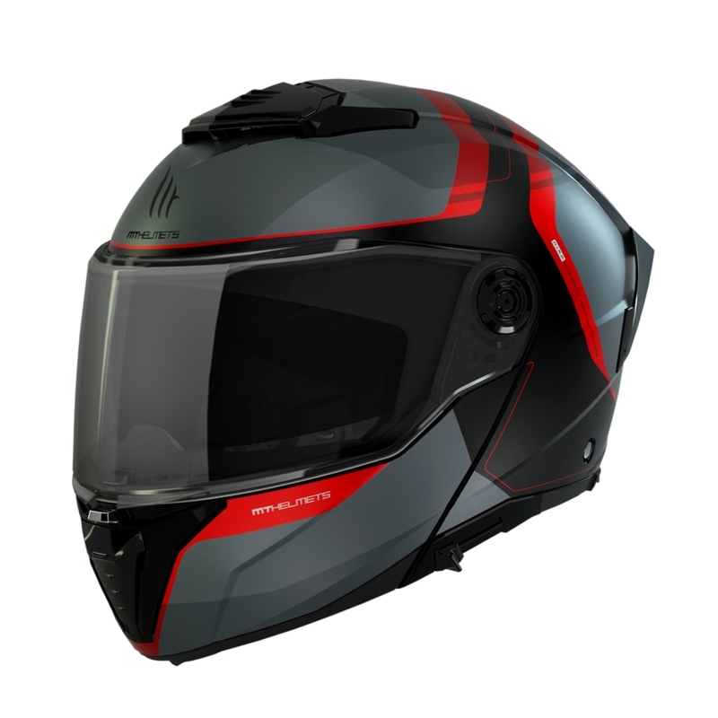 MT ATOM 2 SV EMALLA B15 Motorradhelm matt grau-schwarz-rot