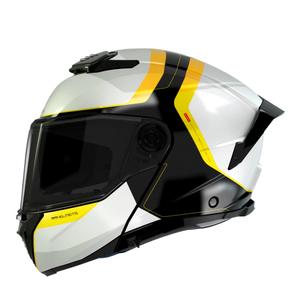 Motorradhelm MT ATOM 2 SV EMALLA B3 weiß-schwarz-gelb
