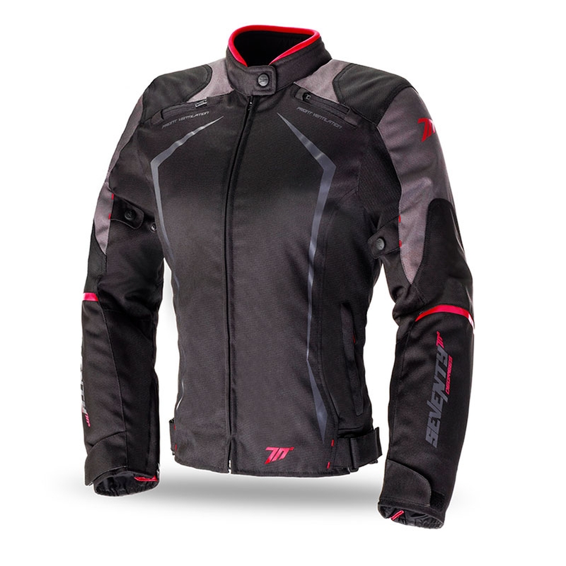 Damen Motorradjacke SEVENTY DEGREES SD-JR49 schwarz-rot