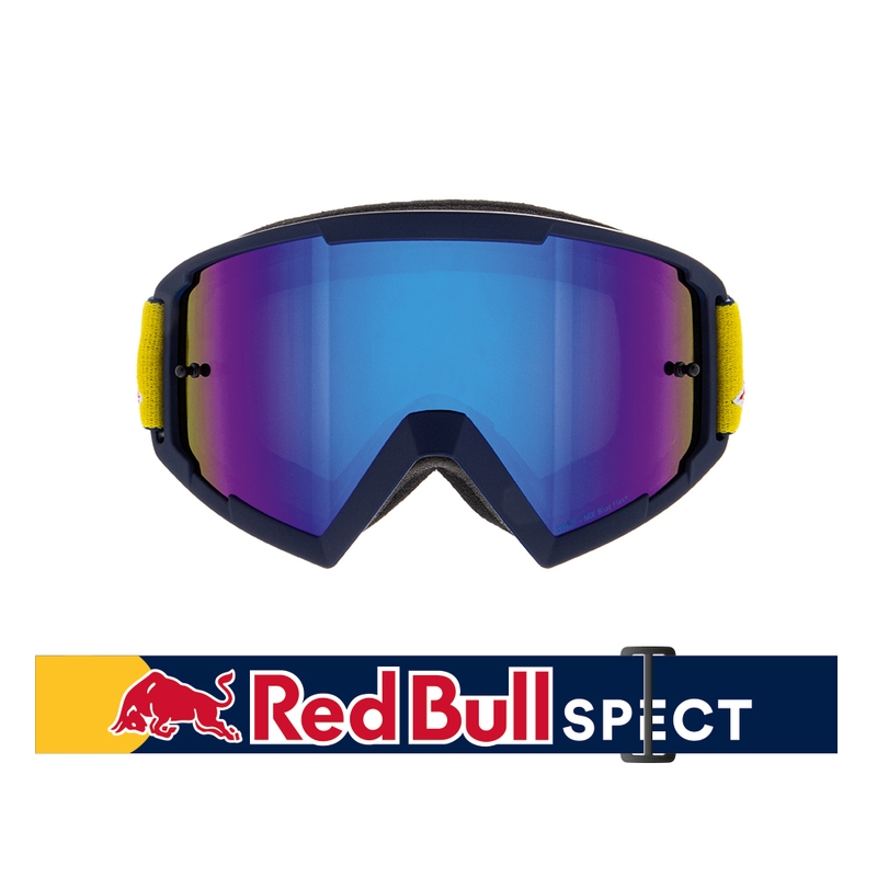 Motocrossbrille Red Bull Spect WHIP dunkelblau mit blauen Gläsern