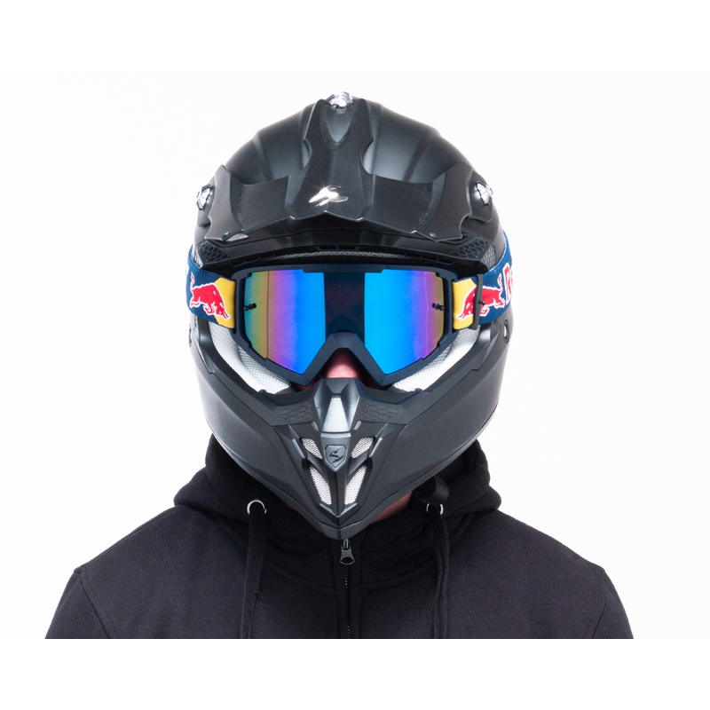 Motocrossbrille Red Bull Spect WHIP dunkelblau mit blauen Gläsern