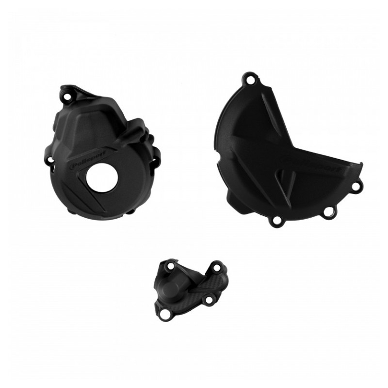 Clutch and ignition cover protector kit POLISPORT schwarz für GAS GAS EC 350 F 2021-2023