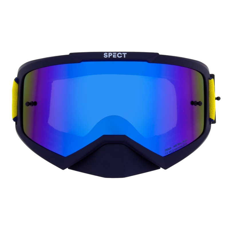 Motocrossbrille Red Bull Spect EVAN dunkelblau mit blauen Gläsern