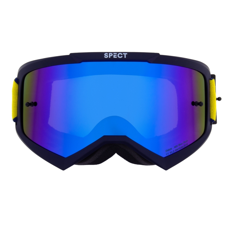 Motocrossbrille Red Bull Spect EVAN dunkelblau mit blauen Gläsern