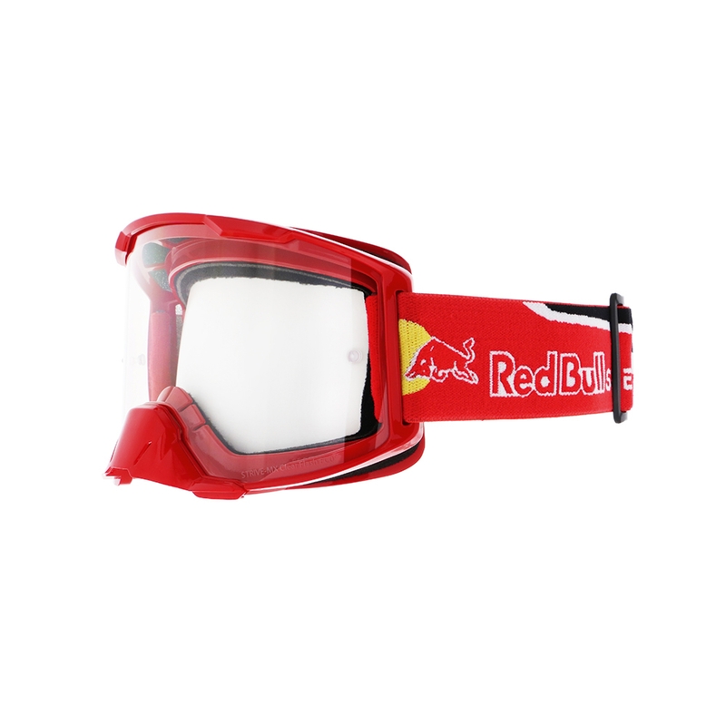 Motocrossbrille Red Bull Spect STRIVE S rot mit klaren Gläsern