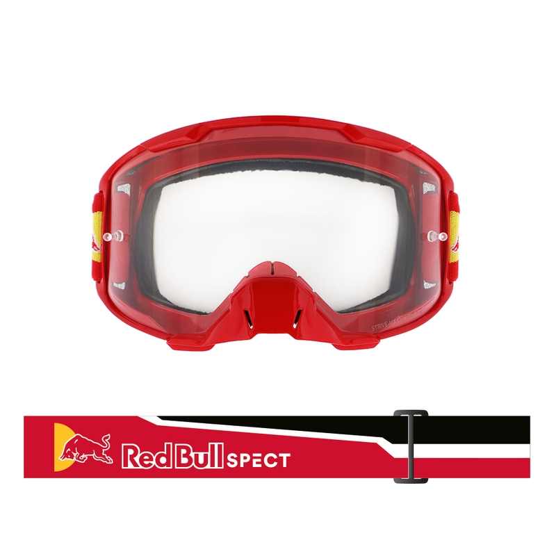 Motocrossbrille Red Bull Spect STRIVE S rot mit klaren Gläsern