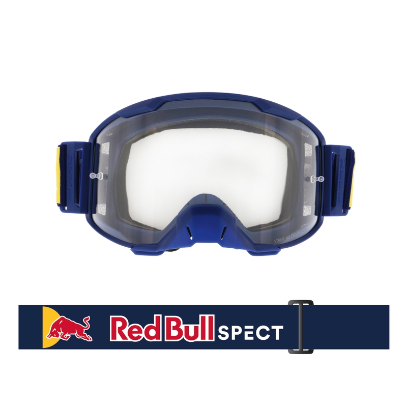 Motocrossbrille Red Bull Spect STRIVE S dunkelblau mit klaren Gläsern
