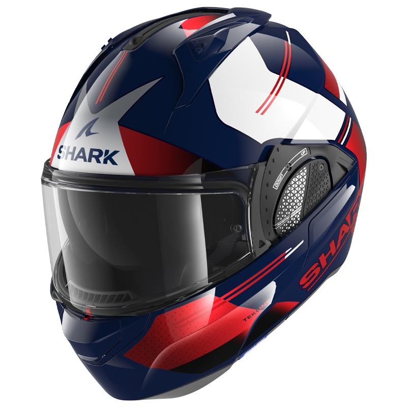 SHARK EVO-GT Tekline blau-weiß-roter Kipphelm