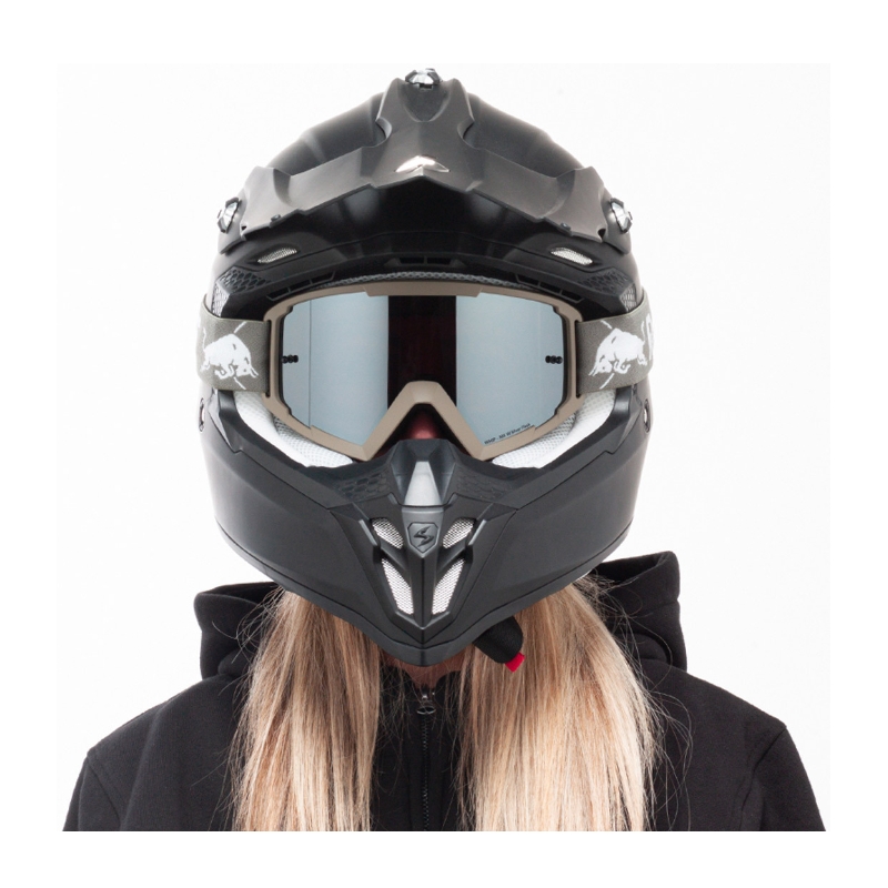 Motocrossbrille Red Bull Spect WHIP dunkelgrau mit klaren Gläsern