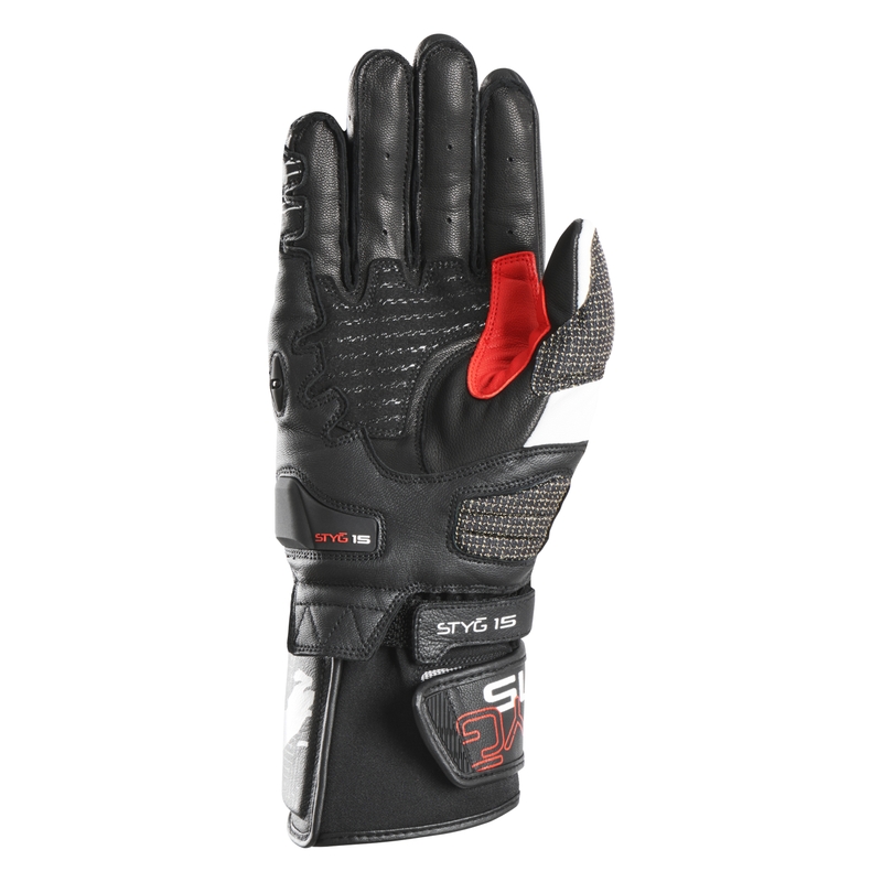 Motorradhandschuhe Furygan STYG 15 schwarz-weiß-rot