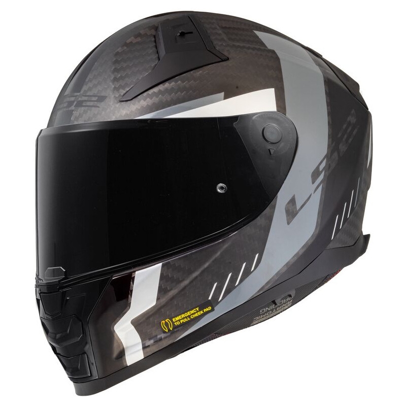 LS2 FF811 Vector II Carbon Grid Schwarz/Grau Matte Integrierter Motorradhelm