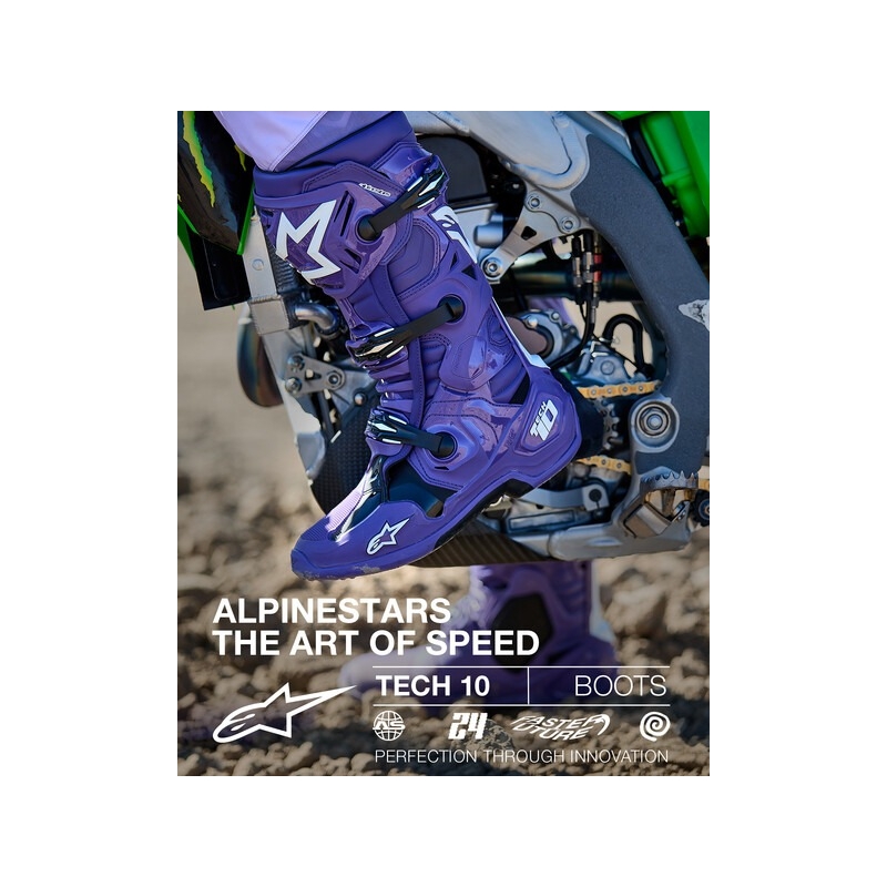 Alpinestars Tech 10 2024 lila-schwarz-weiß Motorradstiefel