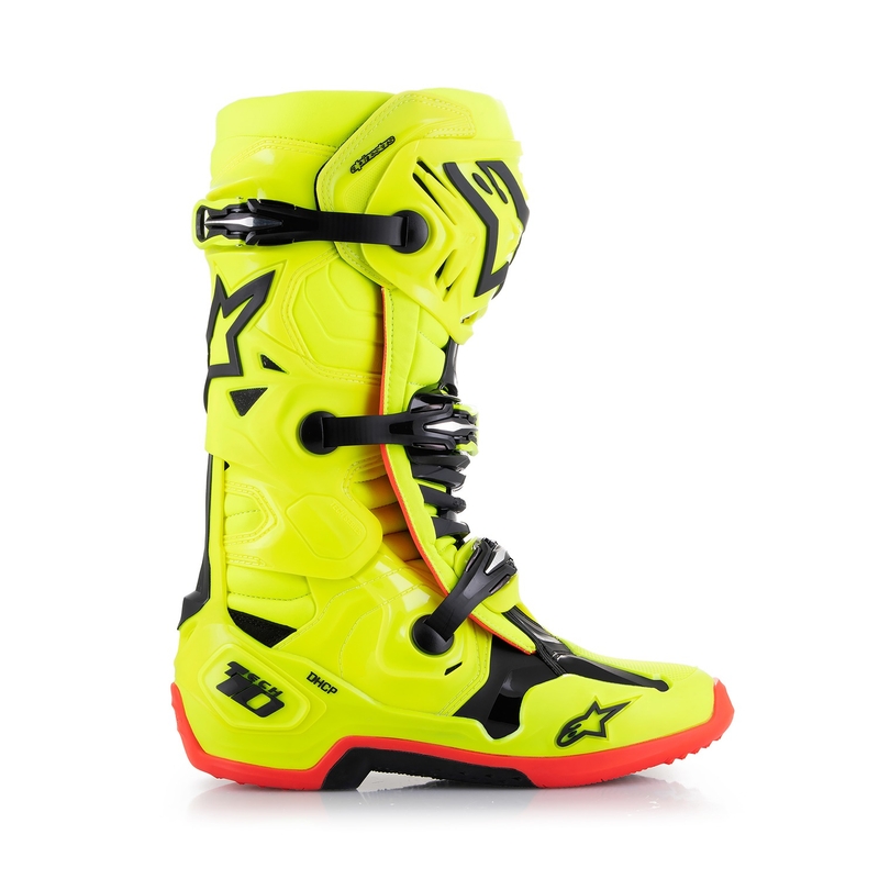 Motorradstiefel Alpinestars Tech 10 gelb fluo-schwarz-rot fluo