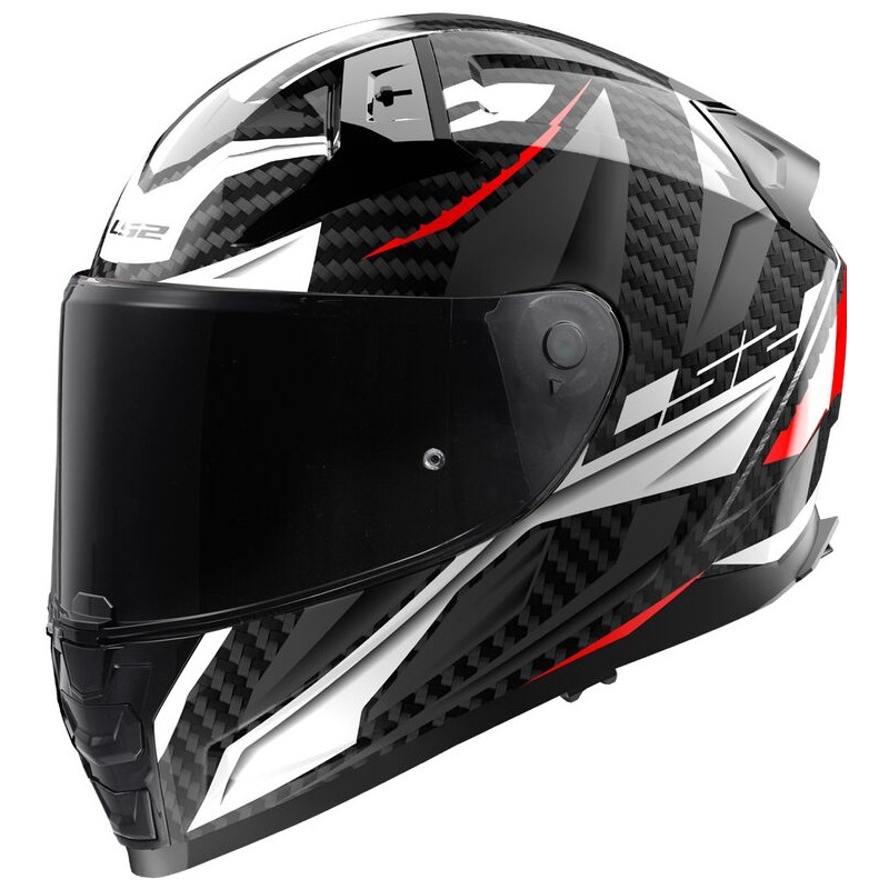 LS2 FF811 Vector II Carbon Savage weiß-rot-grauer Integral-Motorradhelm
