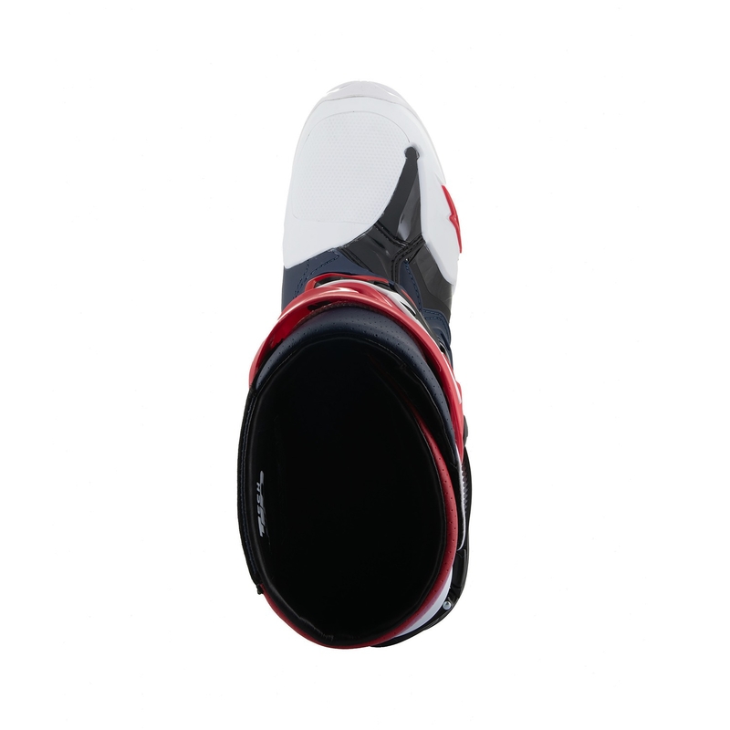 Alpinestars Tech 10 Supervented perforierte Motorradstiefel dunkelblau-weiß-rot-lila