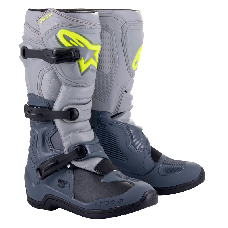 Alpinestars Tech 3 Motorradstiefel hellgrau-schwarz-fluogelb