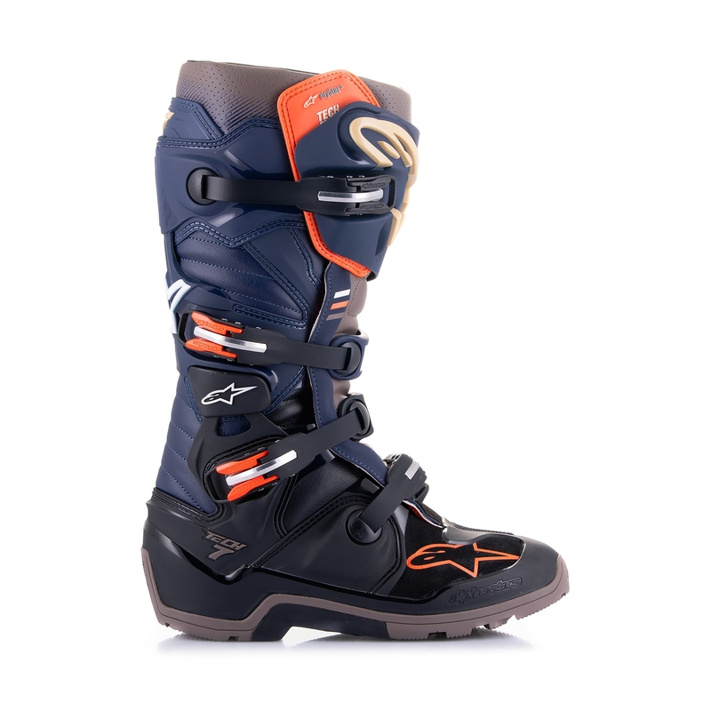 Alpinestars Tech 7 Enduro Drystar Blau-Grau-Orange-Schwarz Motorradstiefel