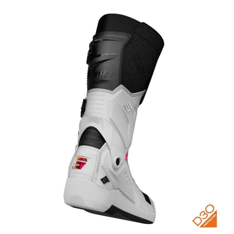 Shot Race 8 Holographic weiß-schwarz-pink Motocross-Stiefel