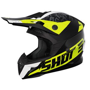 Shot Pulse Airfit schwarz-weiß-fluorgelb glänzender Motocross-Helm