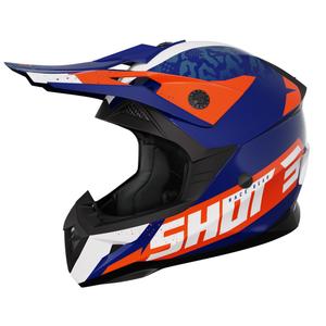Shot Pulse Airfit blau-weiß-orange glänzender Motocross-Helm