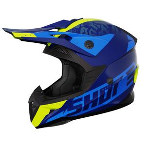 Motocross Helm für Motorrad Shot Pulse Airfit blau-fluo gelb glänzend